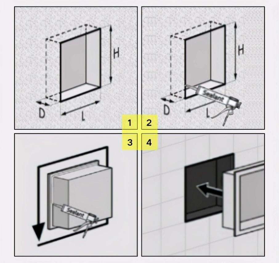 Customized 304 Stainless Steel Single White Bathroom Shower Niche De Douche